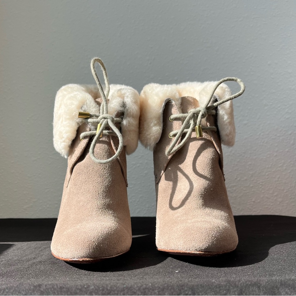 Coach Tan Ankle Boots with Cream Fur Lining